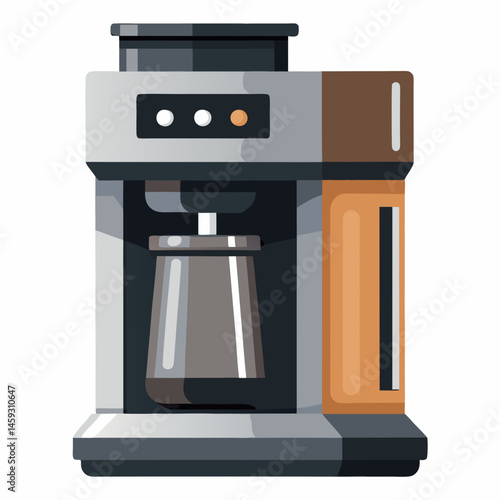 Coffee machine with a steaming coffee cup, illustrated in a simple and modern vector style.