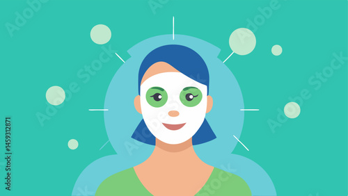Facial Mask Application A woman applying a facial mask with visual effects demonstrating the infusion of nutrients that promote cell vitality.