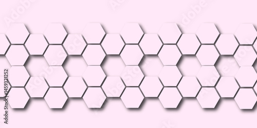 Abstract pink 3d backdrop with a seamless hexagonal pattern design creates a textured, geometric honeycomb structure