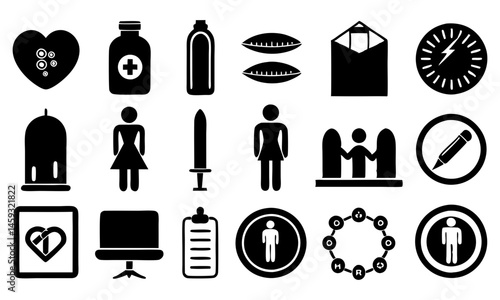 Download Contraception Methods  Icons, Vector Illustrations, Birth Control, Male Condom, Female Condom,  Eps File For Design.