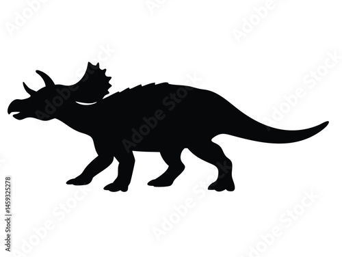 triceratops dinosaur vector illustration, silhouette, in png