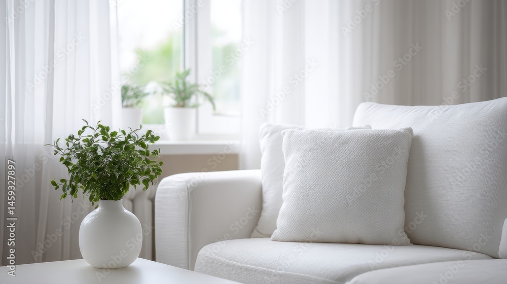 Minimalist sofa with decorative vase in a bright corner, embodying serene simplicity and modern elegance
Minimalist sofa with decorative vase in a bright corner, embodying serene simplicity and modern elegance