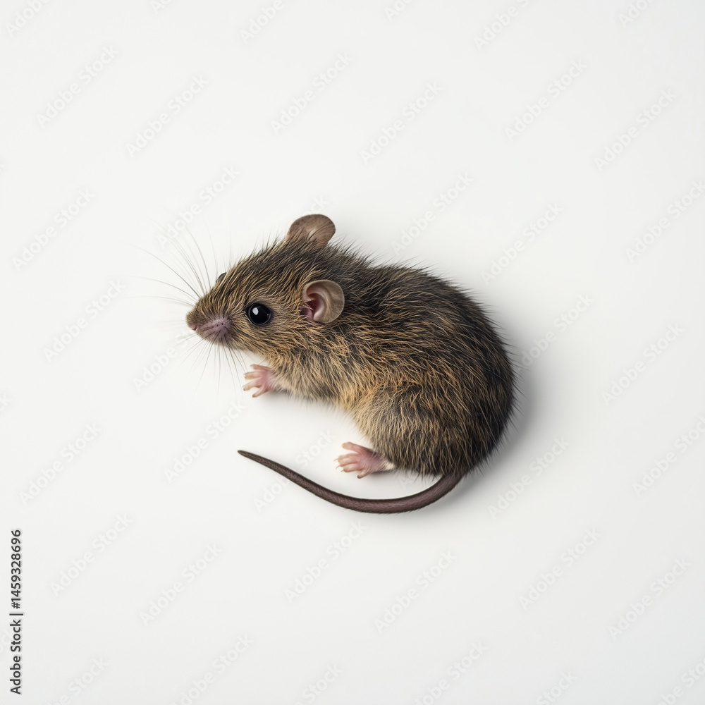 rato em um fundo neutro, mostrando detalhes do corpo, pelos e expressões do animal, capturando sua aparência em um ambiente simples