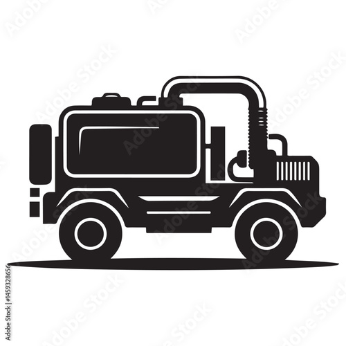 silhouette of generator vehicle vector set, illustration on a Vector Black silhouettes.