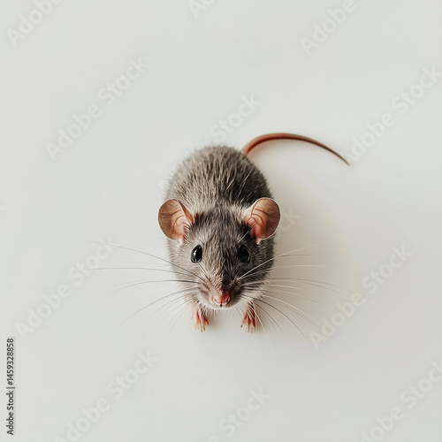 Obraz na płótnie rato em um fundo neutro, mostrando detalhes do corpo, pelos e expressões do animal, capturando sua aparência em um ambiente simples w salonie