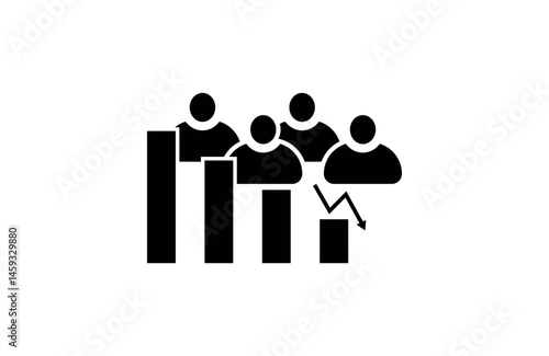 Population Decline Icon – Demographic Drop Graph Symbol for Statistics, Crisis, Economy, or Human Resource Infographic Concepts