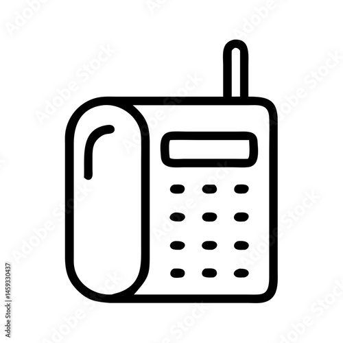 Landline Telephone Icon with Keypad and Antenna