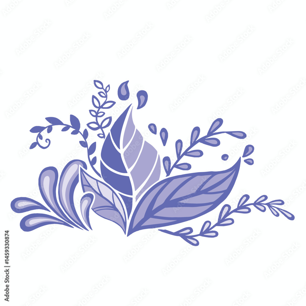 Fototapeta premium Plants leaves decor color flat vector