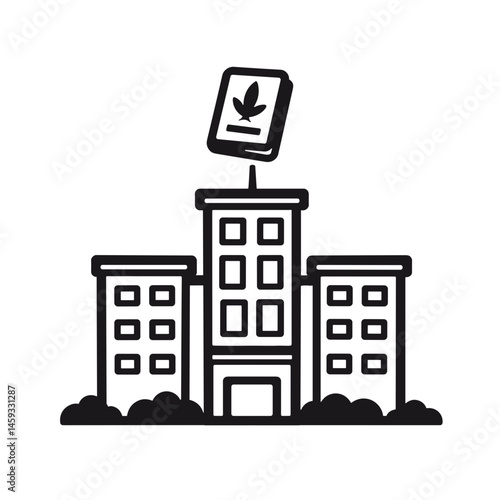 Cannabis government building with leaf symbol