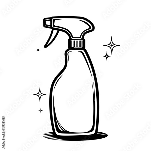 Disinfectant spray bottle with sparkle effect