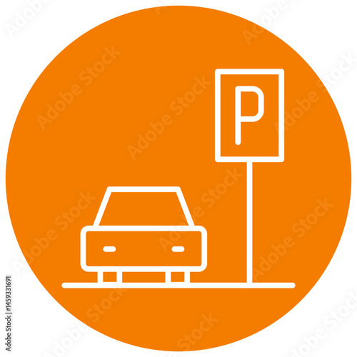 Parking Systems Circle Icon, Parking Systems Icons – Smart Parking, Car Park, Ticket Machine, and Barrier Vector Icons