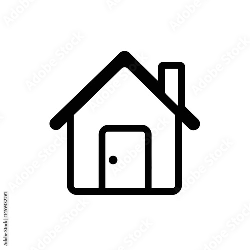 House icon with open door, minimal line art design