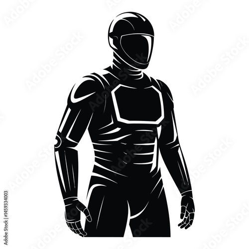 Exoskeleton suit for workers Silhouette, Vector, Illustration, Icon, Logo, White Background.