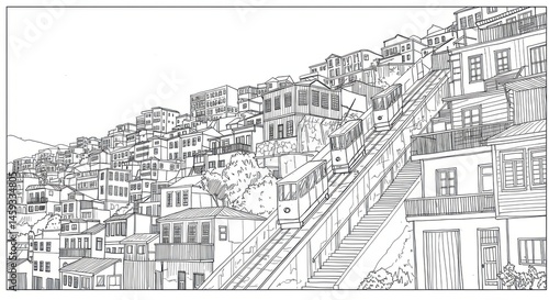 Colorful Cliff Houses of Valparaiso with Steep Stairs and Funiculars