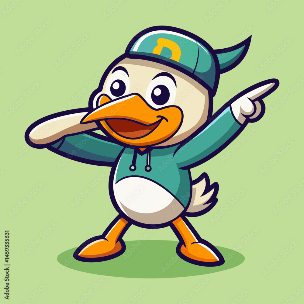Obraz premium Download Cute Duck Dabbing Cartoon Vector Icon Illustration. Eps File For Design.