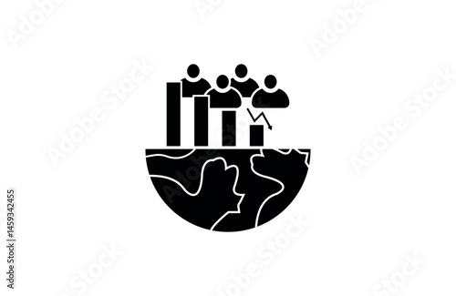 Minimal Flat Vector Icon of Population Decline – Demographic Slowdown, Negative Growth Symbol