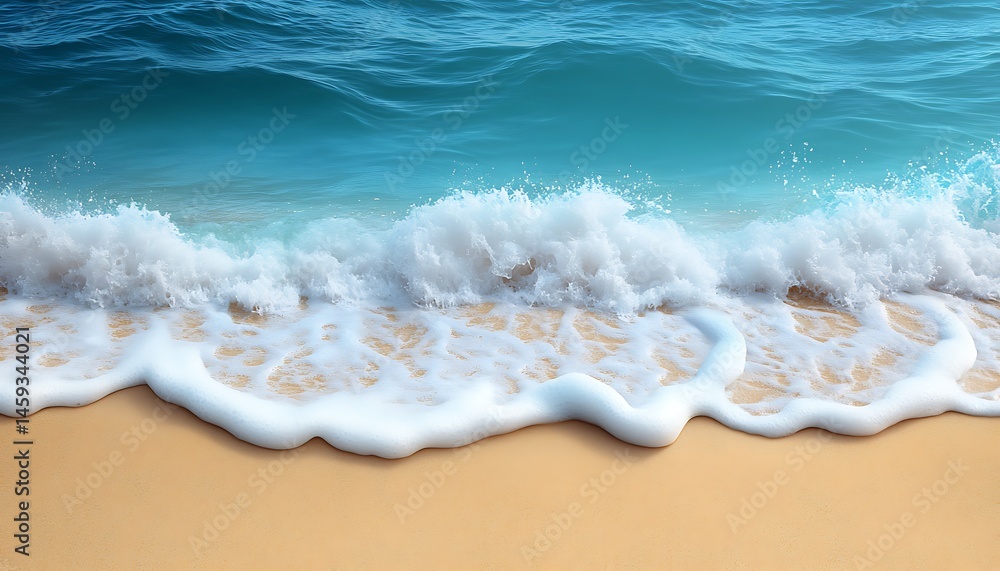 Obraz premium Ocean waves gently lapping sandy shore