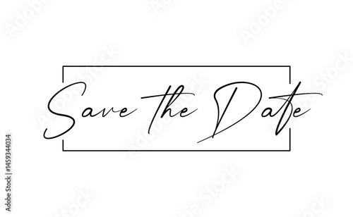 Save the date design for banner invitation card. Calligraphic cursive text.