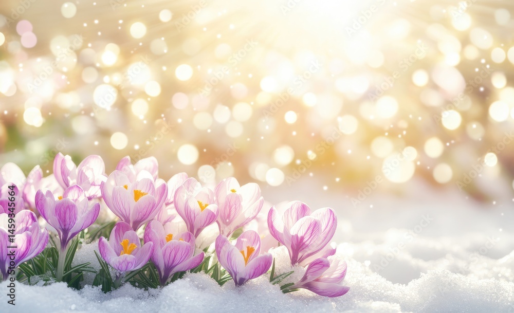 Spring flowers in snow Spring flowers in snow