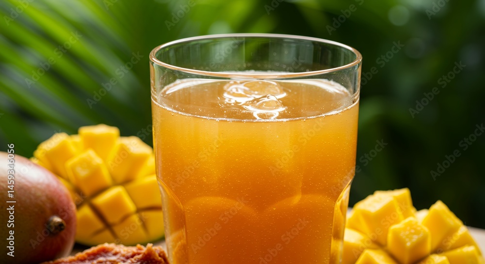 Fototapeta premium Mango Juice with Ice and Fruits
