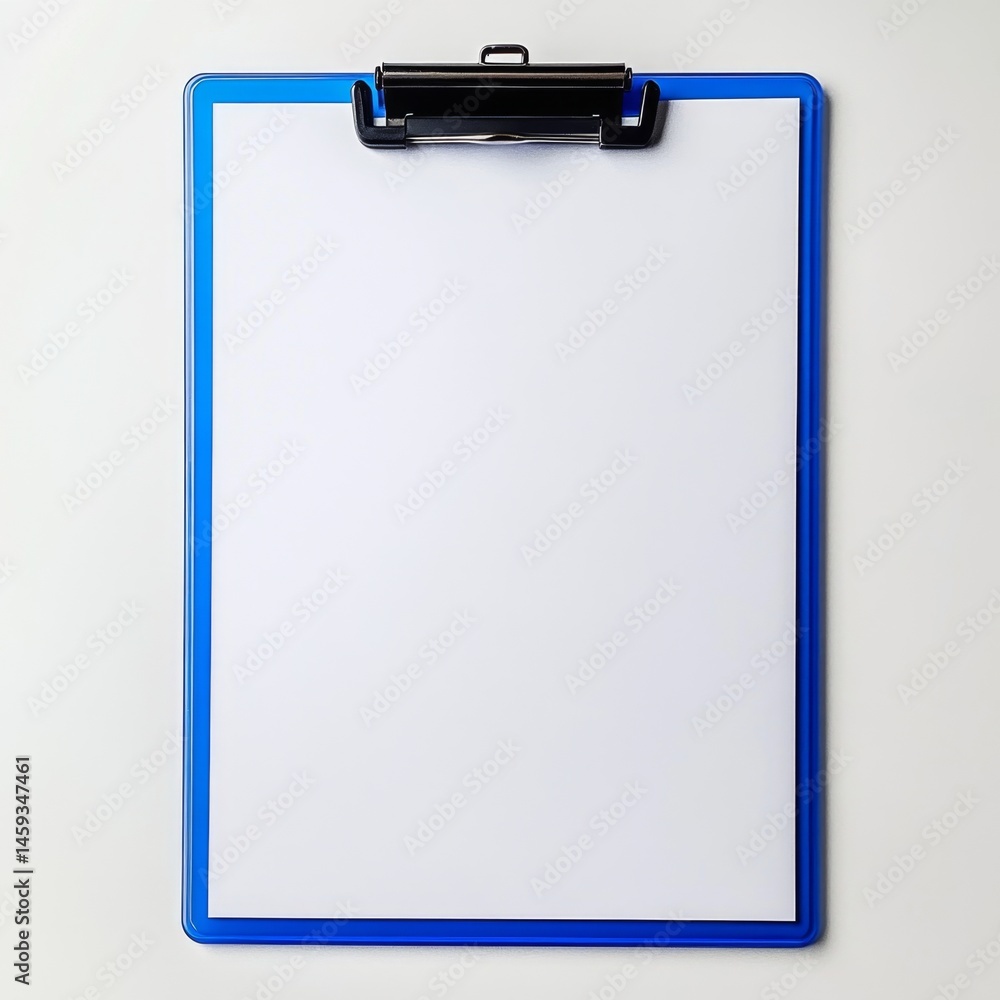 Blue clipboard with blank white paper (1) Blue clipboard with blank white paper (1)