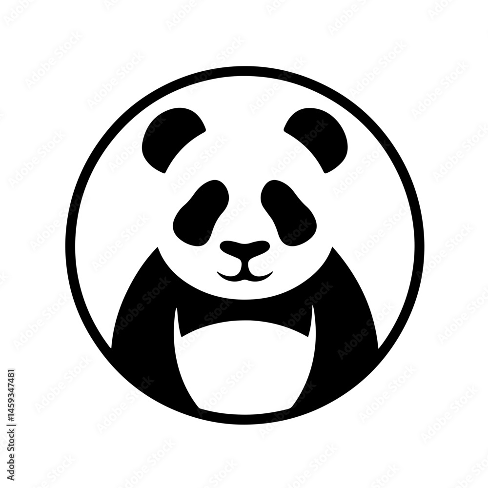 Fototapeta premium Stylized Panda Emblem: Unique Monochrome Wildlife Icon