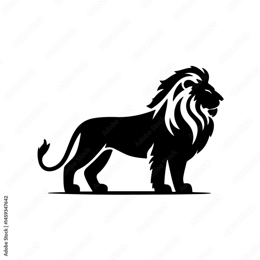 Obraz premium Majestic Lion Silhouette: Powerful and Regal Wildlife Icon