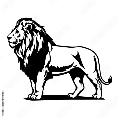Abstract Lion Graphic: Commanding and Fierce Animal Emblem