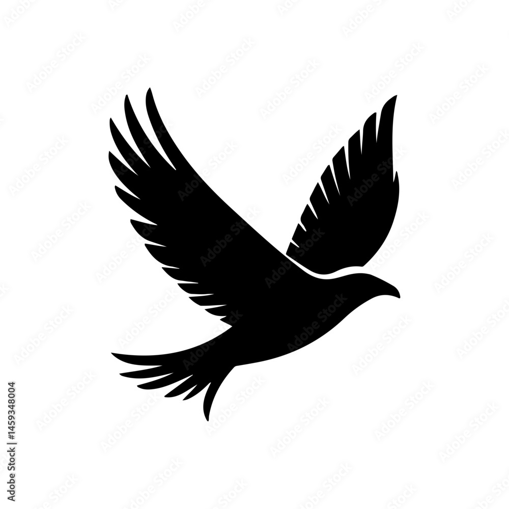 Obraz premium Dynamic Bird Silhouette: Striking Angular Winged Flight Design