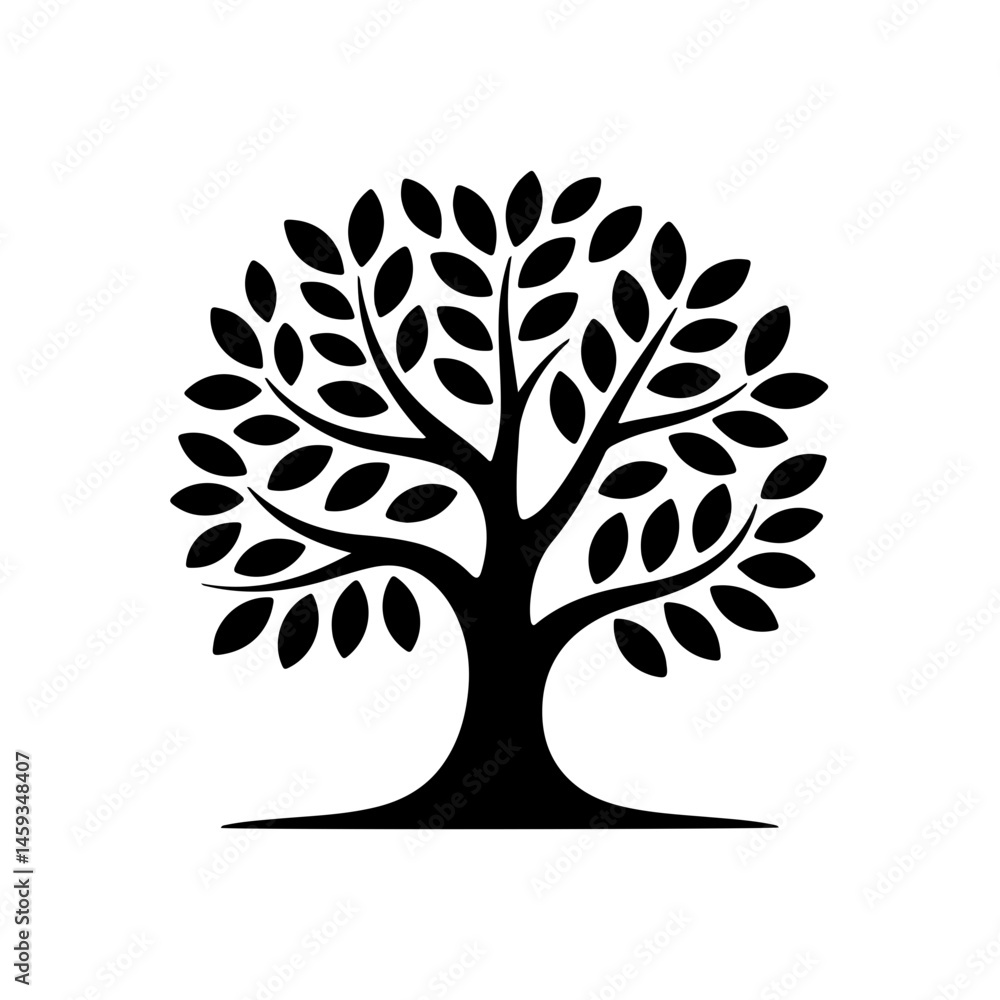Fototapeta premium Elegant Tree Silhouette: Minimalist Black and White Nature Icon