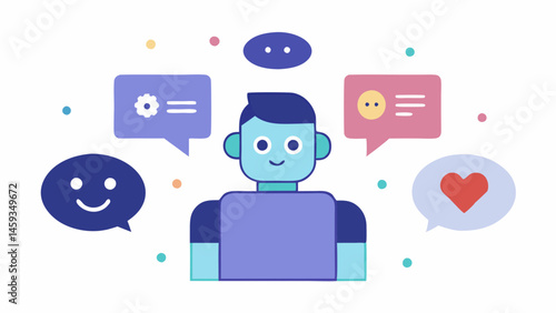 Feedback Loop An illustration of a chatbot asking a patient for feedback on the advice given with icons showing thumbs up or down and a satisfaction scale.