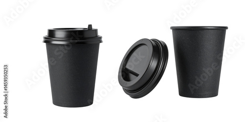 Wallpaper Mural   Black paper coffee cup with lid, isolated on a white background PNG Torontodigital.ca