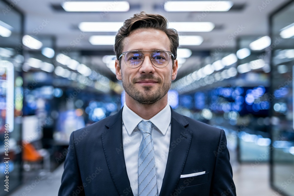 Portrait of a smiling businessman wearing glasses and a suit Portrait of a smiling businessman wearing glasses and a suit