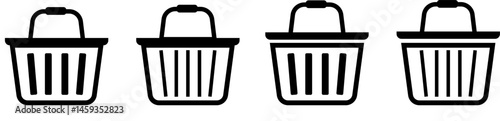 Shopping basket icon set. customer buyer concept. Grocery store sign. Food market basket symbol. Supermarket symbol. Commercial sign
