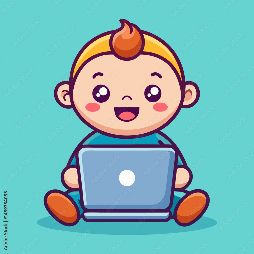 Download Cute Baby Playing On Laptop Cartoon Vector Icon Illustration Eps File For Design. Download Cute Baby Playing On Laptop Cartoon Vector Icon Illustration Eps File For Design.