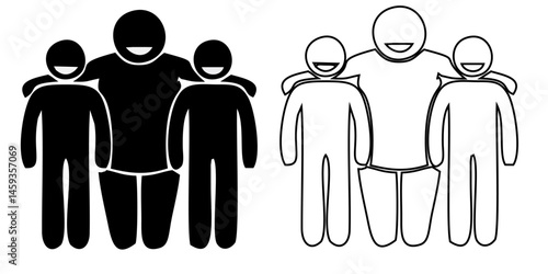 Overweight people icons set. Outline set of overweight people vector icons for web design isolated on white background