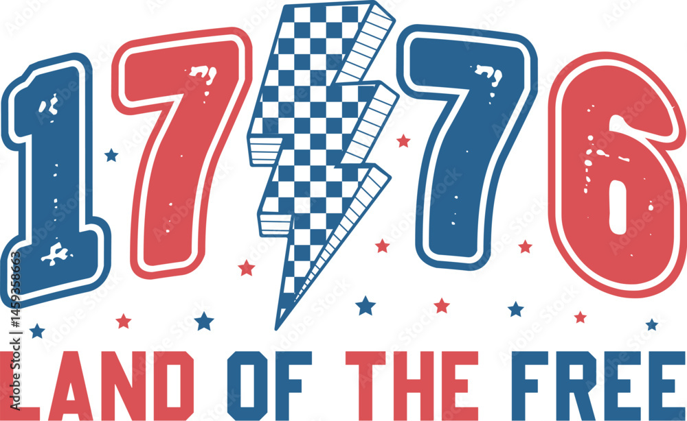 Obraz premium 1776 Land of the Free PNG, SVG
