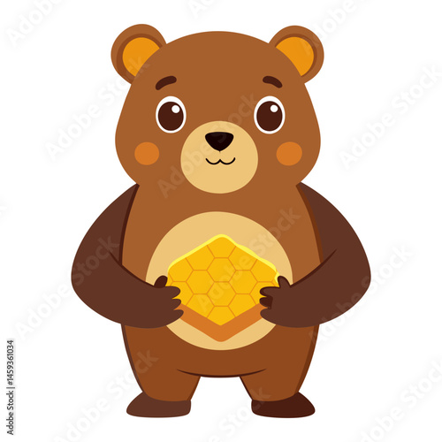 Download Cute Bear Holding Honeycomb Cartoon Vector Icon Illustration.  Eps File For Design.