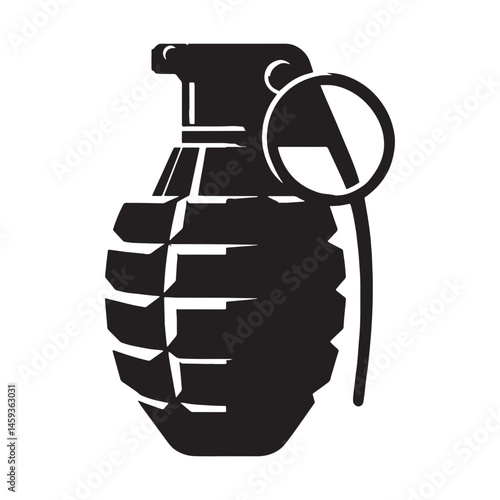 Refined Grenade silhouette with powerful impact – Grenade illustration – Minimalist Grenade vector – Weapon silhouette

