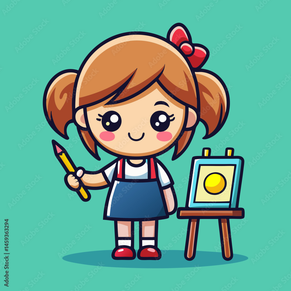 Download Cute Girl Is Painting Cartoon Vector Icon Illustration Eps File For Design. Download Cute Girl Is Painting Cartoon Vector Icon Illustration Eps File For Design.