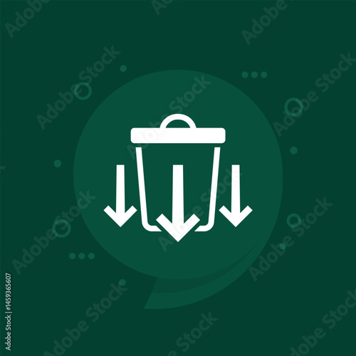 Reducing waste vector icon with a trash bin