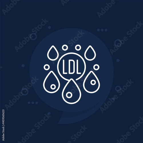 LDL Cholesterol icon, low-density lipoprotein line vector