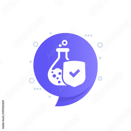 chemical resistant icon with shield, vector