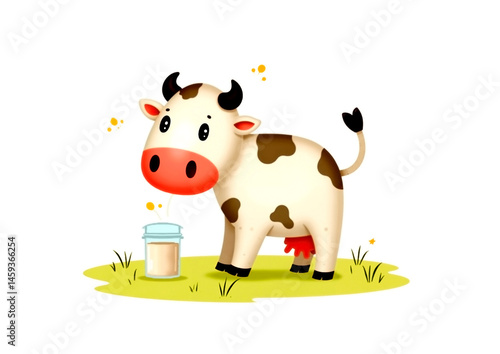 cartoon cow on white background