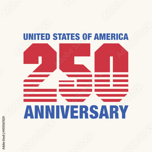 250 anniversary logo, badge, sticker vector illustration. 4th of July Independence Day of America. 250 years celebration greeting card, poster, banner, template.