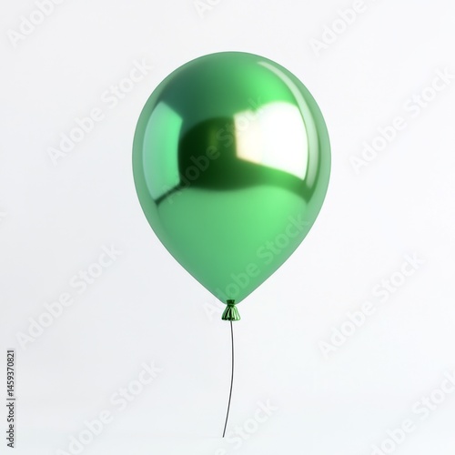 Shiny green balloon against white background