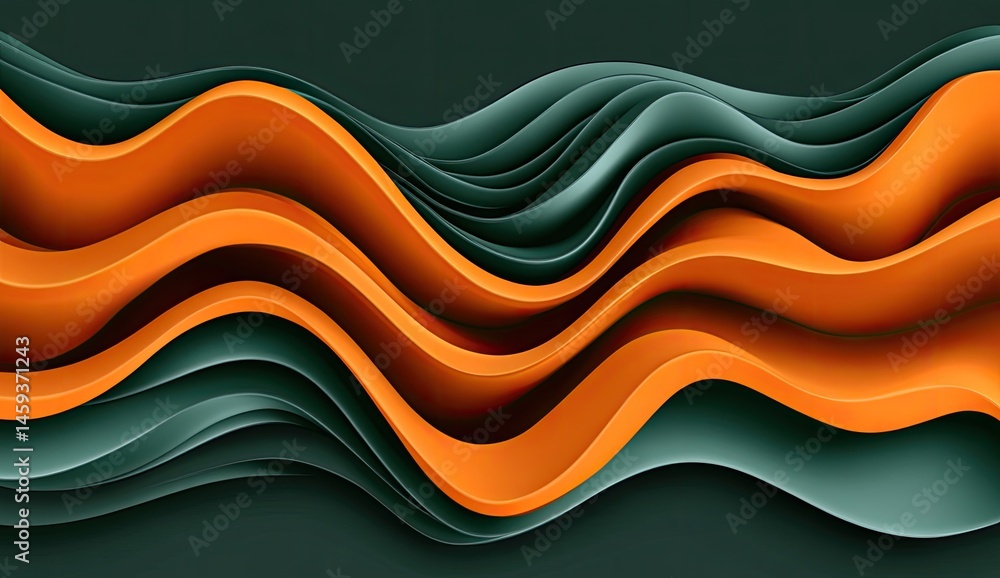 Abstract wavy shapes in orange and dark teal Abstract wavy shapes in orange and dark teal