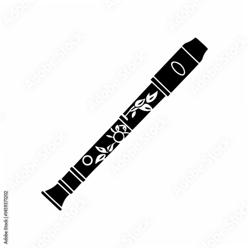 creative Silhouette Fue– Japanese bamboo flute Vector Illustration 