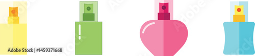 Perfume bottle icon set in flat style