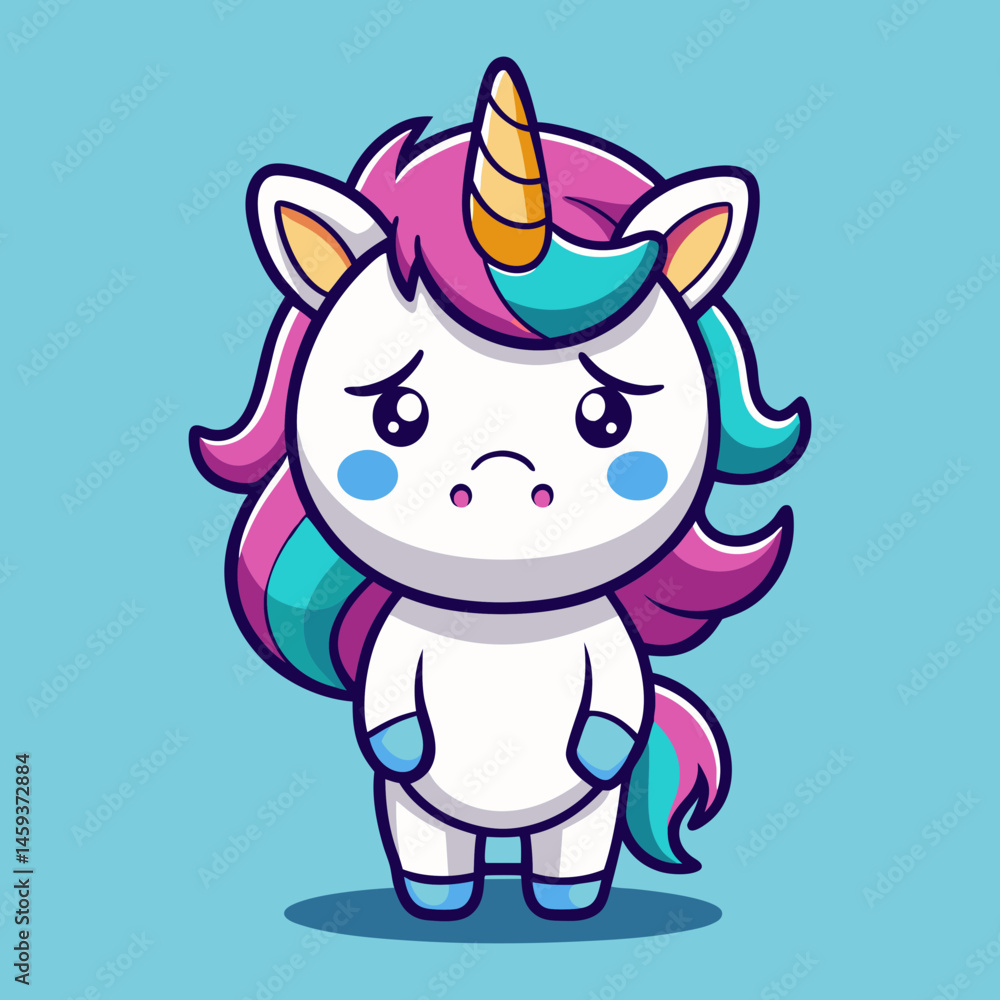 Fototapeta premium Download Cute Unicorn Crying Cartoon Vector Icon Illustration Eps File For Design.